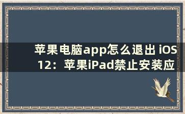 苹果电脑app怎么退出 iOS 12：苹果iPad禁止安装应用怎么设置